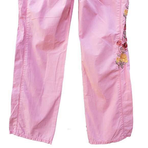 Da Nang Pants pink  Side Lace/Floral Embroidery Low Rise Small cargo vibe - Picture 8 of 10